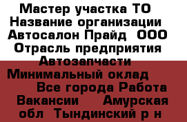 Мастер участка ТО › Название организации ­ Автосалон Прайд, ООО › Отрасль предприятия ­ Автозапчасти › Минимальный оклад ­ 20 000 - Все города Работа » Вакансии   . Амурская обл.,Тындинский р-н